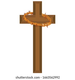Cruz aislada con una corona de espinas. Semana Santa - ilustración de VEctor