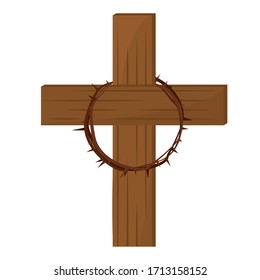 Corona y cruz aislada de espinas - Ilustración vectorial