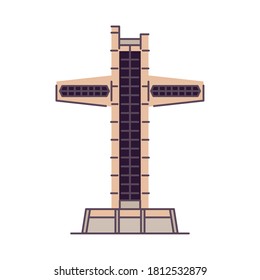 Isolated cross monument builder world construction famous icon- Vector