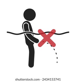 Isolated crossed sign do not urine under water, for swimming pool sign graphic 