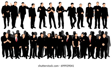 isolated, crowd of silhouettes of men