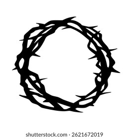 Projeto isolado da ilustração dos espinhos da coroa, tatuagem da coroa gótica escura preta, símbolo da decoração, Grunge, Cristo, clip-art de domingo.
