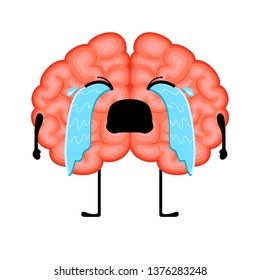 Isolated crying brain cartoon. Vector illustration design