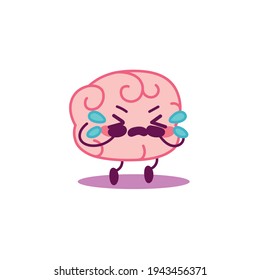 Isolated crying brain cartoon - Vector illustration design