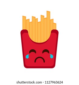 Isolated crying french fries emote
