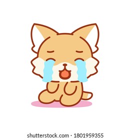 Isolated crying kitten. Cute emoji of a cat - Vector