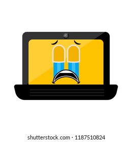 Isolated crying laptop emote