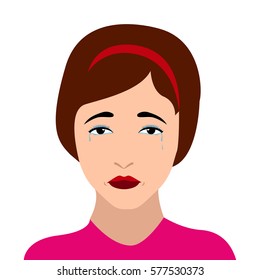 Isolated crying woman on a white background, Vector illustration