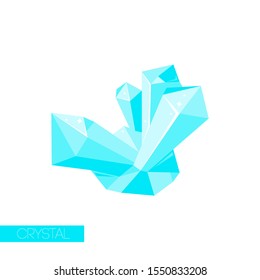 Isolated crystal, gem ice icon for magic cartoon concept. Gemstone geometry logo. Vector Illustration