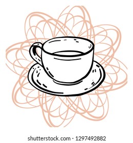 An isolated cup of coffee or tea or dairy products. Mug with water. Vector illustration.