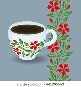 Isolated cup with flower design