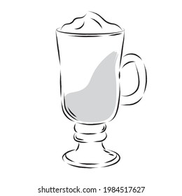 Isolated cup glass coffee drink draw vector illustration