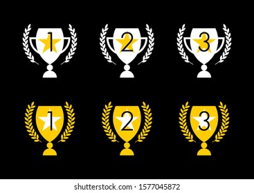 Isolated cup icons set for first, second and the third places