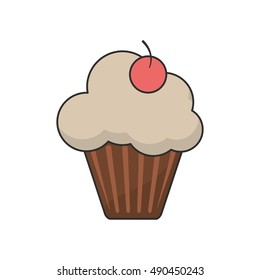 Isolated cupcake with cherry design