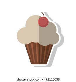 Isolated cupcake with cherry design