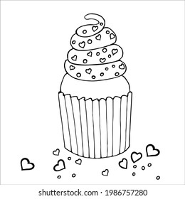 isolated cupcake with cream and berries