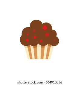 Isolated Cupcake Flat Icon. Muffin Vector Element Can Be Used For Cupcake, Muffin, Dessert Design Concept.