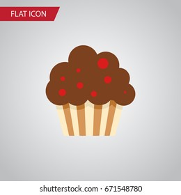 Isolated Cupcake Flat Icon. Muffin Vector Element Can Be Used For Cupcake, Muffin, Dessert Design Concept.