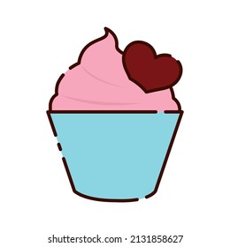 Isolated cupcake with a heart flat design icon Vector illustration
