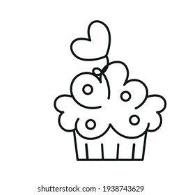 Isolated cupcake with a heart - Vector illustration