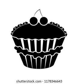 Isolated cupcake silhouette icon