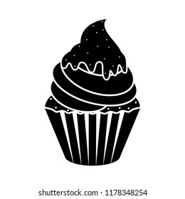 Isolated cupcake silhouette icon