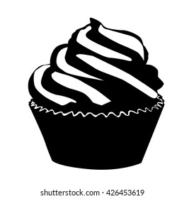 isolated cupcake silhouette on white background
