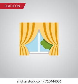 Isolated Curtain Flat Icon. Glass Frame Vector Element Can Be Used For Curtain, Glass, Frame Design Concept.