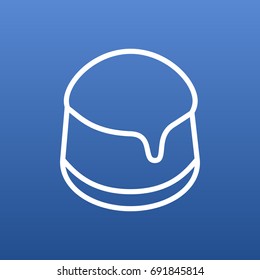 Isolated Custard Outline Symbol On Clean Background. Vector Pudding Element In Trendy Style.