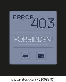 Isolated custom Error 403 - Forbidden with text and buttons for back and contact svg