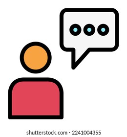 Isolación de comentarios de clientes en un icono lleno de color sobre fondo blanco. Revisión, testimonio, cliente, negocio, marketing
