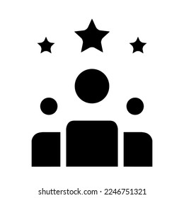Isolated customers rating in glyph icon on white background. Review, satisfaction, feedback, stars, clients, teamwork