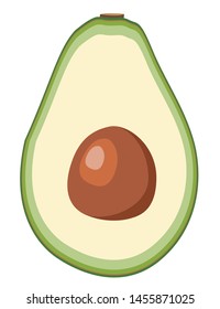 isolated cut avocado, fruit vector illustrations.