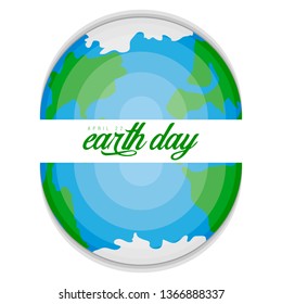 Isolated cut Earth with text. Earth day. Vector illustration design