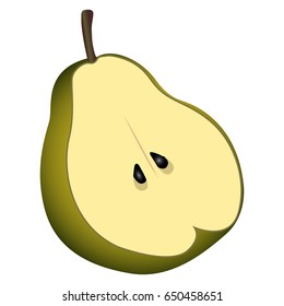 Isolated cut pear on a white background, Vector illustration