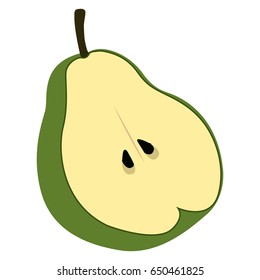 Isolated cut pear on a white background, Vector illustration