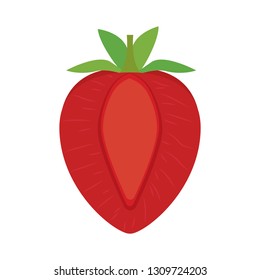 isolated cut strawberry