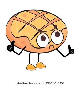 Isolated cute angry bread cartoon character Vector