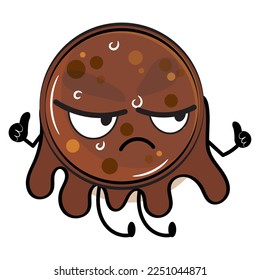Aislado lindo y enojado personaje de dibujos animados de chocolate Vector