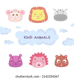 Isolated cute animals. Set of domestic and wild, cartoon animals for print, children's development. Varieties of decorative colored animals. Flat vector fluffies