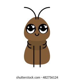 Isolated cute ant on a white background, Vector illustration