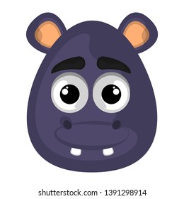 Isolated cute avatar of a hippo - Vector