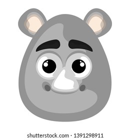 Isolated cute avatar of a rhino - Vector