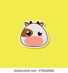 Isolated cute baby cow. Farm animal - Vector illustration