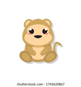 Isolated cute baby monkey. Wild animal - Vector illustration