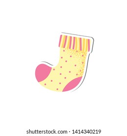 Isolated cute Baby socks vector in cartoon style. Icon of wear for the happy child. Simple object for baby shower card. A simple accessory for kid comfort