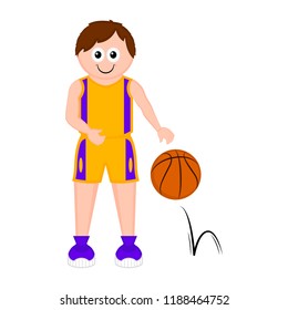 Isolated cute basketball player with a ball