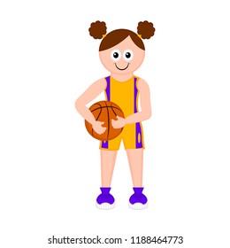 Isolated cute basketball player with a ball