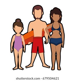 isolated cute beach family