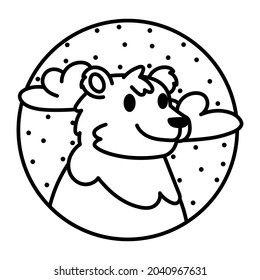 Isolated cute bear on a camping sticker Vector